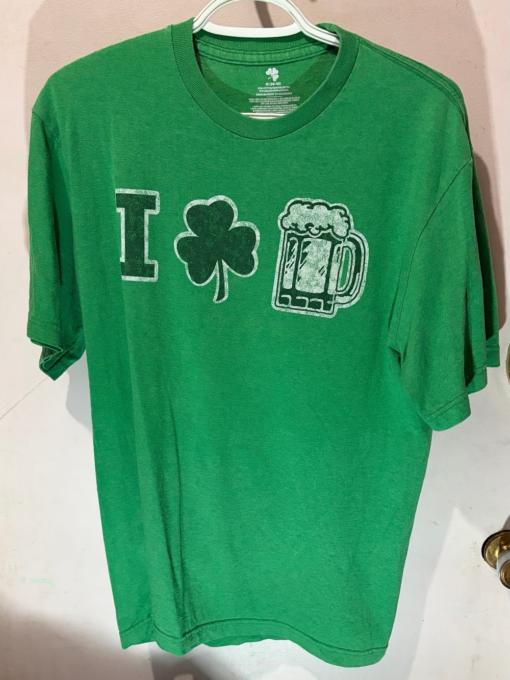 Mens Green Shamrock & Beer Graphic T-Shirt I☘️🍺